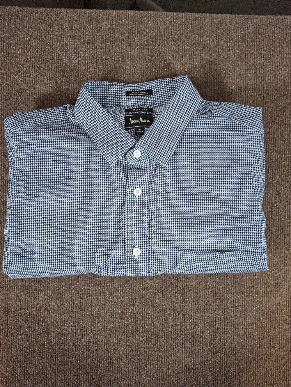 Neiman Marcus Trim Fit Long Sleeve Dress Shirt Houndstooth Size 32/33 16.5